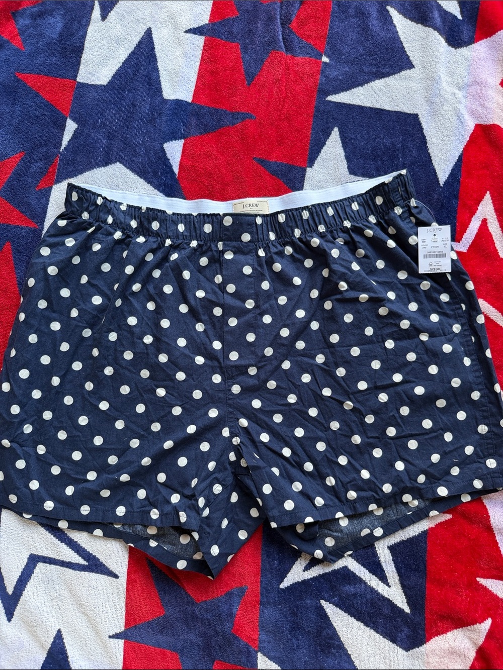 J. Crew Navy and White Polka Dot man’s boxers